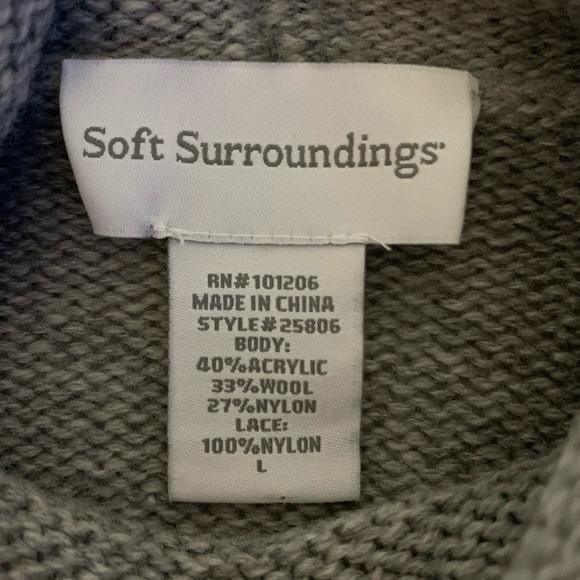 SOFT SURROUNDINGS Claudette Cowl Turtle Neck Long Tunic Knit Lace Wool Sweater - Picture 10 of 12